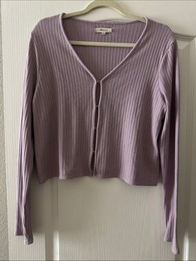 Madewell Lilac Ribbed V-Neck Button Cardigan XL